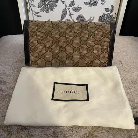 EUC Gucci Double GG Sukey Continental Long Wallet w/signature GG Supreme canvas - Picture 2 of 16